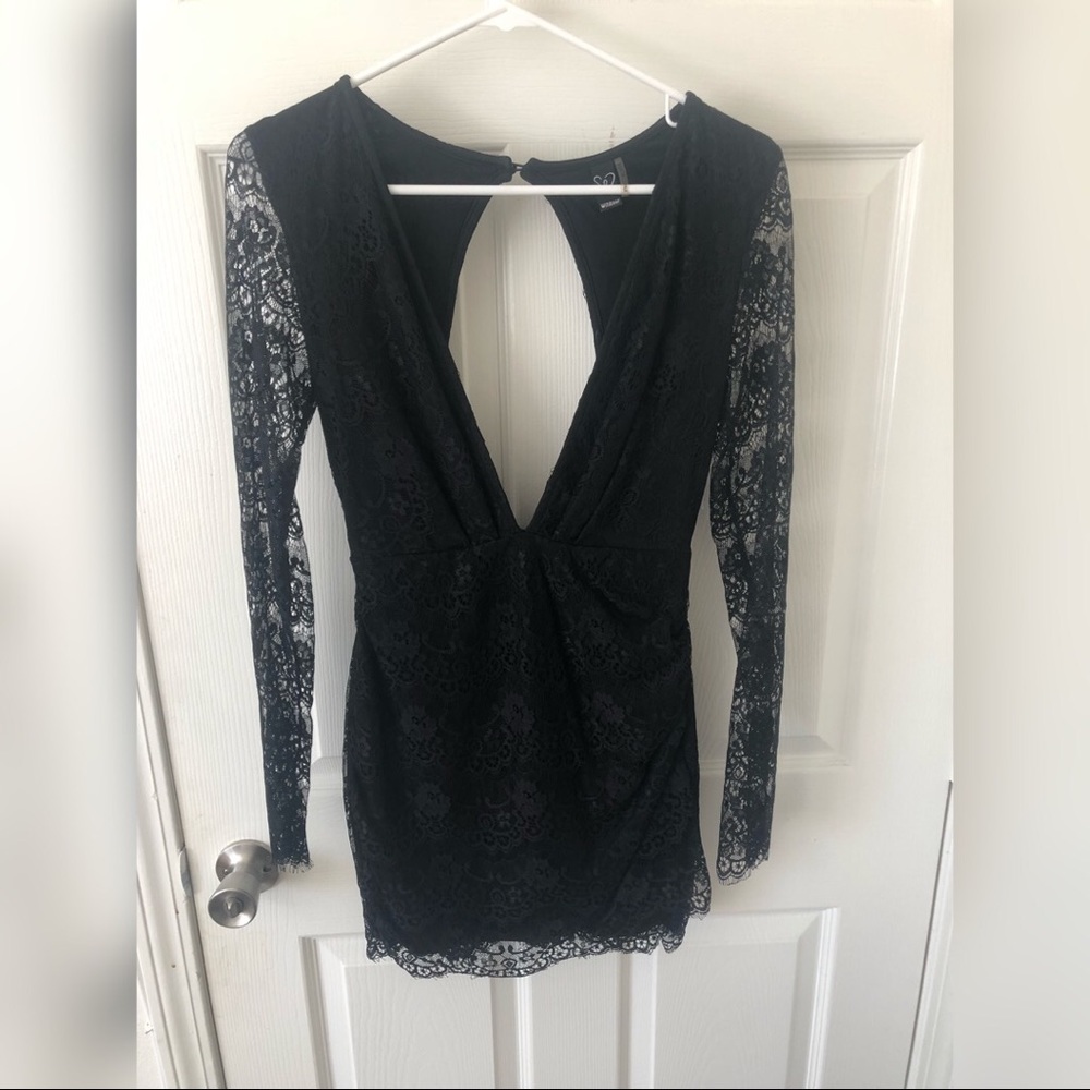Black lace mini dress